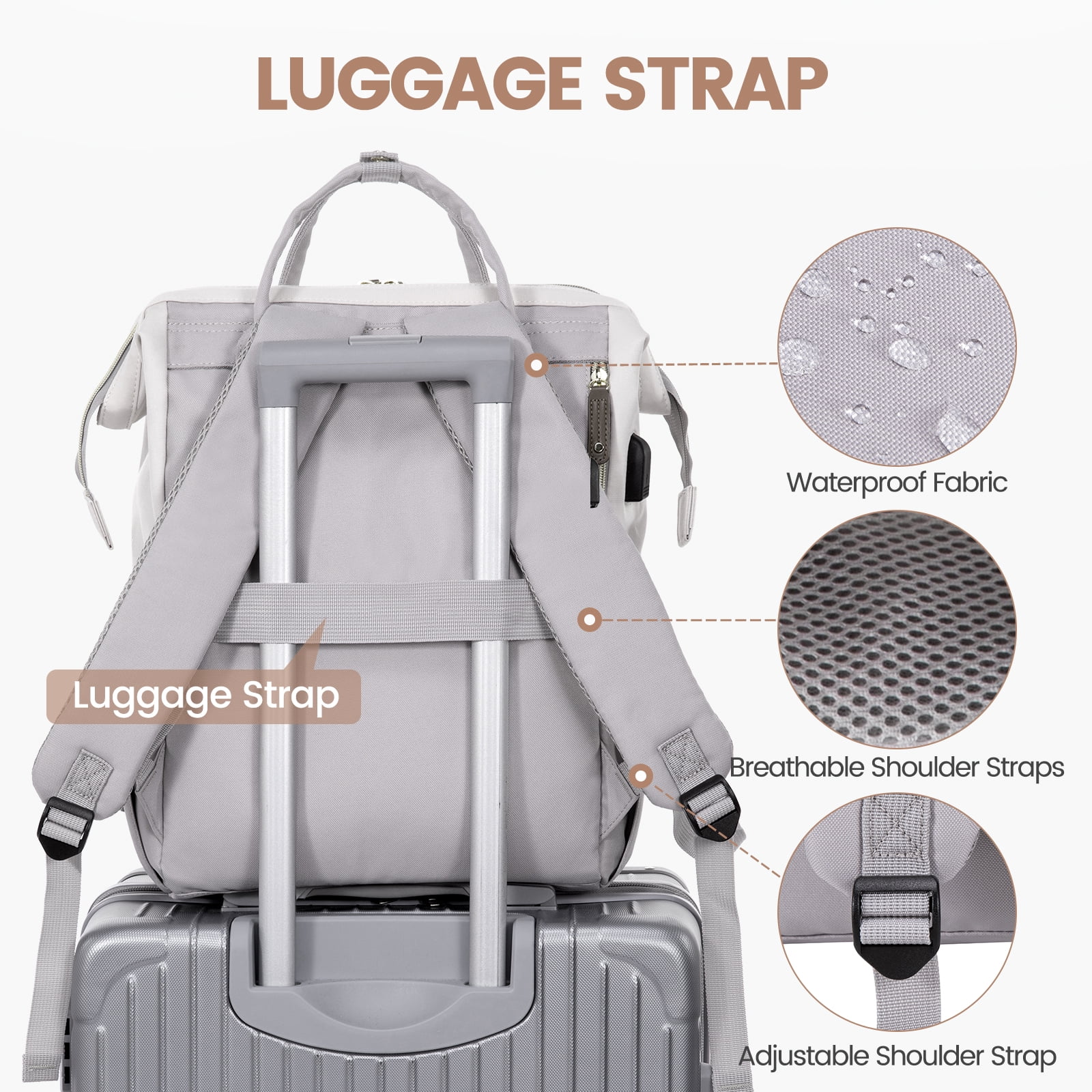 Lovevook Laptop Backpack, 15.6" Women Work Backpack Purses with USB Port, Waterproof Casual Daypack Travel Backpack, Large Fashion Teacher Nurse College Bookbag