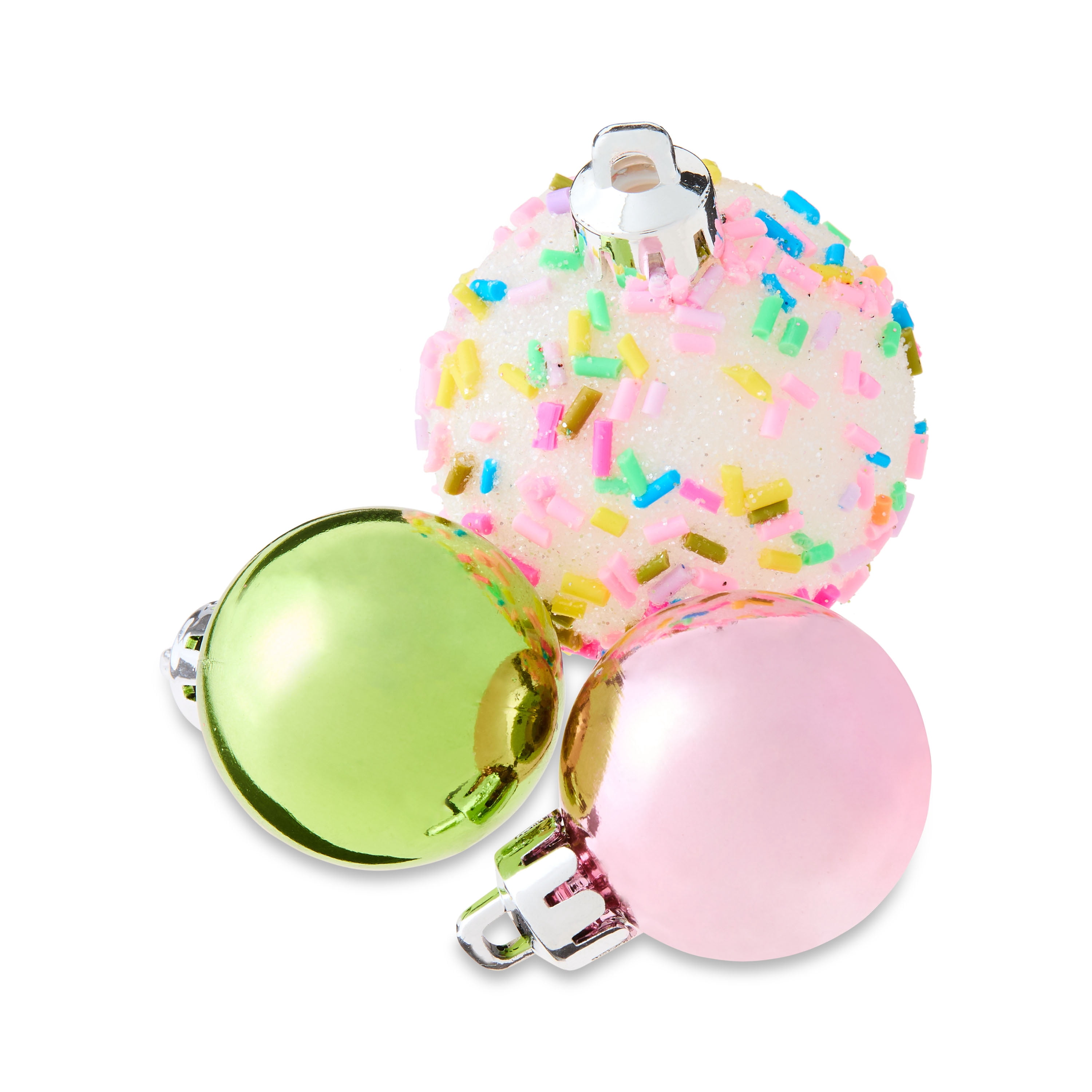 Light Pink/Light Green/Turquoise Mini Whimsy Shatterproof Christmas Ornaments, 20 Count, by Holiday Time