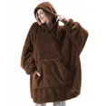 thumbnail image 2 of Gvmfive Women Men Warm Sherpa Fleece Oversized Wearable Hooded Long Blanket Sweatshirt, 2 of 2