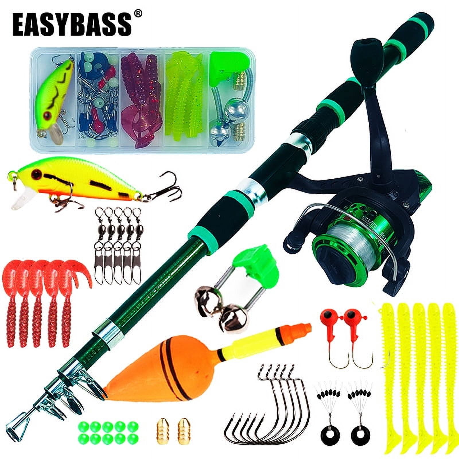Fishing Pole Set Full Kits With Telescopic Fishing Rod And Spinning Reel Baits Hooks Travel Pole Sets For Outdoor Fishing Kits