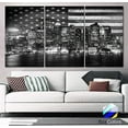 thumbnail image 6 of Original by BoxColors XLARGE 30"x 60" 3 Panels 30"x20" Ea Art Canvas Print Flag USA Boston Skyline night Black & White Wall Home Office decor interior (framed 1.5" depth), 6 of 6