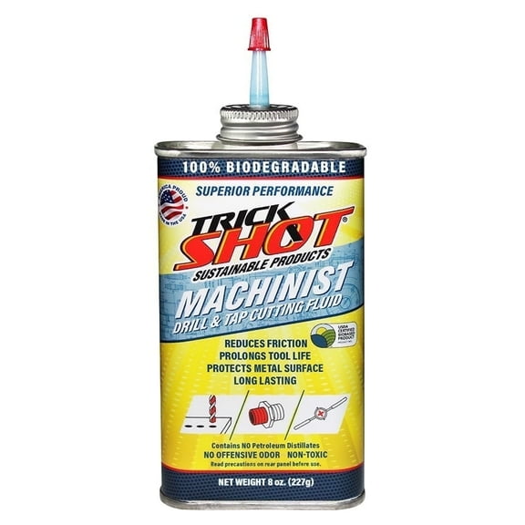Premium USA-Made Cutting Oil & Fluid, 8 oz. Metal Can, Non-Toxic, Eco-Friendly, NSF H1 & USDA Certified, Ideal for Metal Cutting, Tooling, and Machinist Applications by Trick Shot®