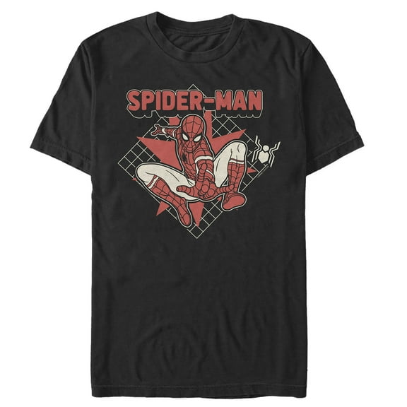 Men's Marvel Spider-Man: Far From Home Cartoon Grid Graphic Tee Black Medium