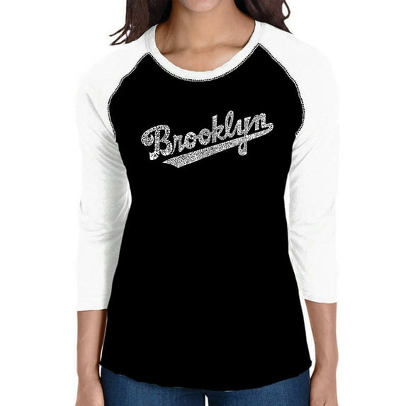 Women's Raglan Baseball Word Art T-shirt - Brooklyn Neighborhoods
