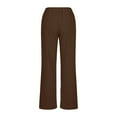 thumbnail image 4 of Lovskoo Womens Cotton Linen Pants Summer Drawstring Palazzo Pants Wide Leg Long Lounge Pant Trousers with Pocket Brown L, 4 of 7