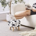 thumbnail image 4 of Round Mushroom Footstool Ottoman – Rabbit Wool Upholstered Small Stool with Solid Wood Legs, Cute Shoe Changing Stool, Step Stool, Sofa Footrest for Living Room & Bedroom Cow, 4 of 6