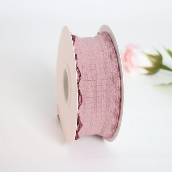 XmhyTop-A Dark Pink Ruffle Ribbon 9 yards Polyester Trimming Ribbon, Wrinkled Wave Edge for Christmas & Wedding Decor,Width: 4cm