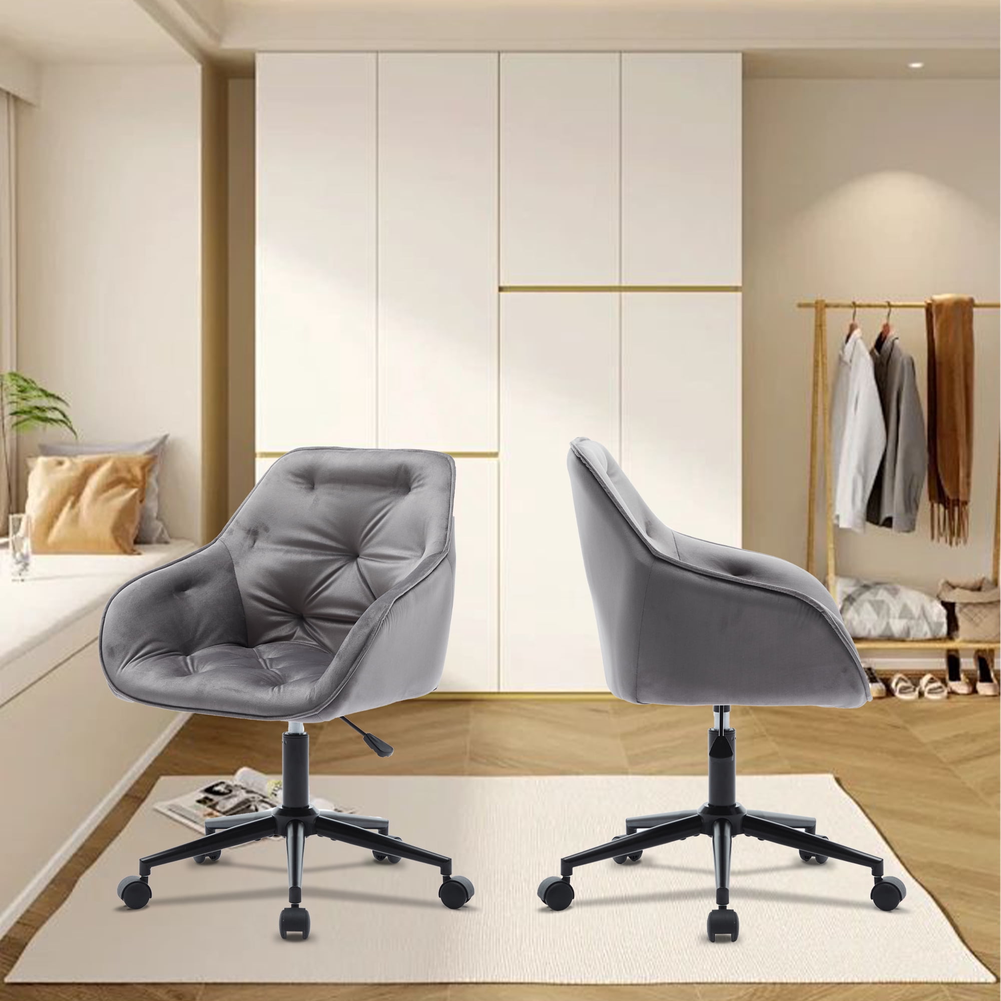 Elegent Velvet Office Chair with Wheels