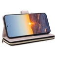 thumbnail image 3 of For Samsung Galaxy S23+ 5G Wallet Case Magnetic Flip Cover 9-Card Slots Zipper Pocket With Detachable Shoulder Strap And Wrist Strap,Beige,For Galaxy S23+ (5G), 3 of 6
