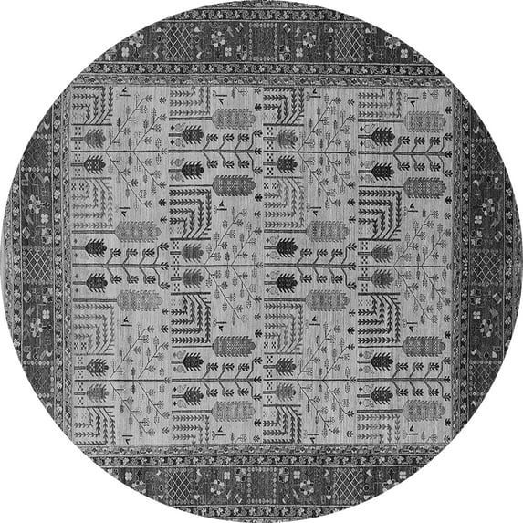 Ahgly Company Indoor Round Oriental Gray Industrial Area Rugs, 5' Round