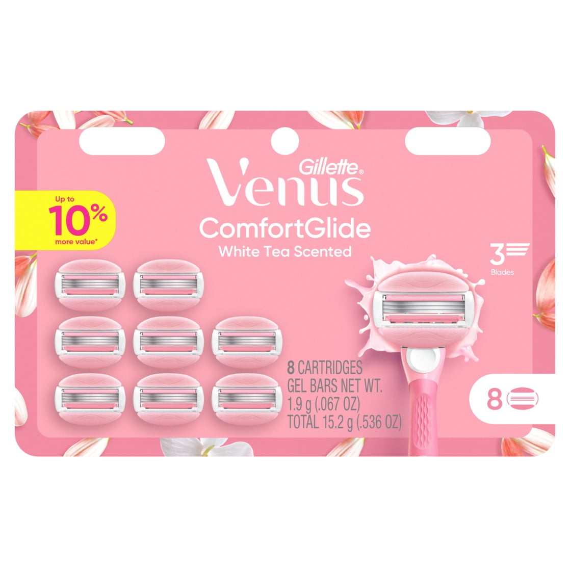 Venus ComfortGlide White Tea Women's Razor Blades, 8 Razor Blade Refills