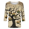 thumbnail image 5 of Heisall Womens Tops 3/4 Sleeve Round Neck Loose Casual Blouses Halloween Print Tshirts Festive Fashion 2025 New Arrival, 5 of 5