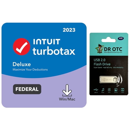 Old Version - TurboTax Deluxe 2023 Tax Software - Federal Return & Federal E-File - Download BONUS FREE Dr OTC USB Drive 4GB