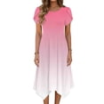 thumbnail image 2 of gakvbuo Summer T-Shirt Dress for Womens Casual Short Sleeve A-Line Dress Solid Round Neck Homecoming Dresses, 2 of 6