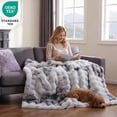 thumbnail image 6 of ROSEKIND ultra-soft 680GSM Faux Fur Ribbed Throw Blanket for Sofa & Bed, Cozy Gift for Adults & Friends, 60x70in, Tie-dye Grey, 6 of 9