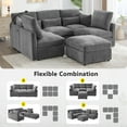 thumbnail image 4 of Harper & Bright Designs Modular Sectional Sofa Set with Ottoman, L-Shaped Couch with USB, Chenille Upholstered Sectional Sofa with Phone Holder for Living Room, Grey, 4 of 20