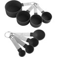 thumbnail image 1 of Juegos de cucharas medidoras, 8 cucharas multifuncionales para medir sólidos y líquidos en la cocina, color negro JM, 1 of 5