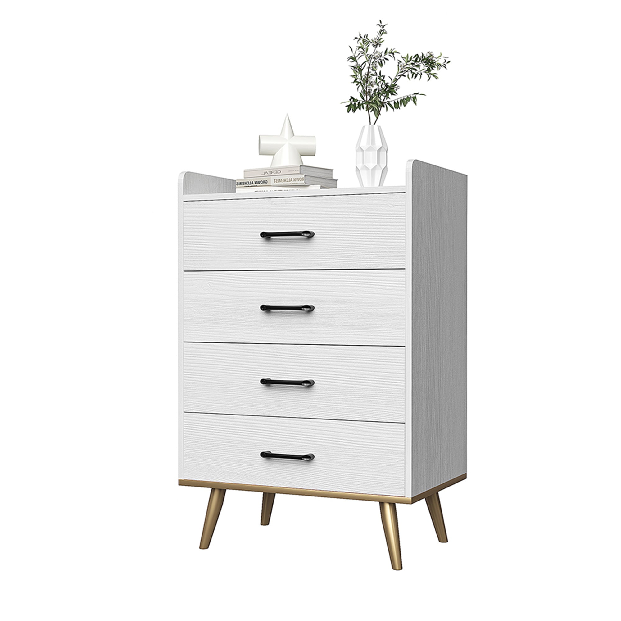Kadyn White 4 Drawer Dresser Wooden Modern Tall Dresser with Handles Small Dresser Organizer, Solid Wood Nightstand, Tall Chest of Drawers for Bedroom, Hallway, Living Room. Kadyn White 4 Drawer Dresser Wooden Modern Tall Dresser with Handles Small Dresser Organizer, Solid Wood Nightstand, Tall Chest of Drawers for Bedroom, Hallway, Living Room.