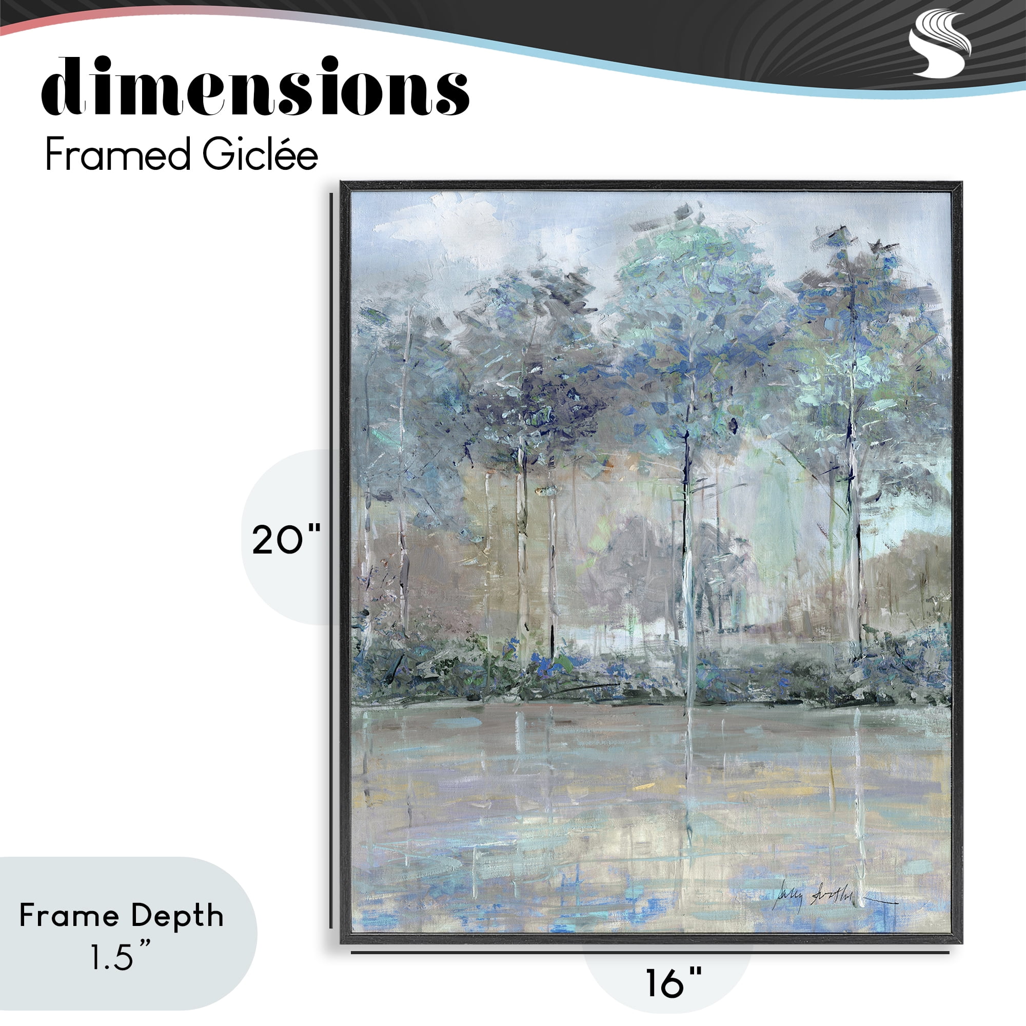 Stupell Industries Subdued Expression of Trees Black Framed Giclee Art, design by Sally Swatland