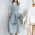 thumbnail image 4 of Cotton and Linen Kitchen Cooking Aprons Dress for Women with Pockets Cute for Baking Painting Gardening Cleaning,Mint Green, 4 of 5