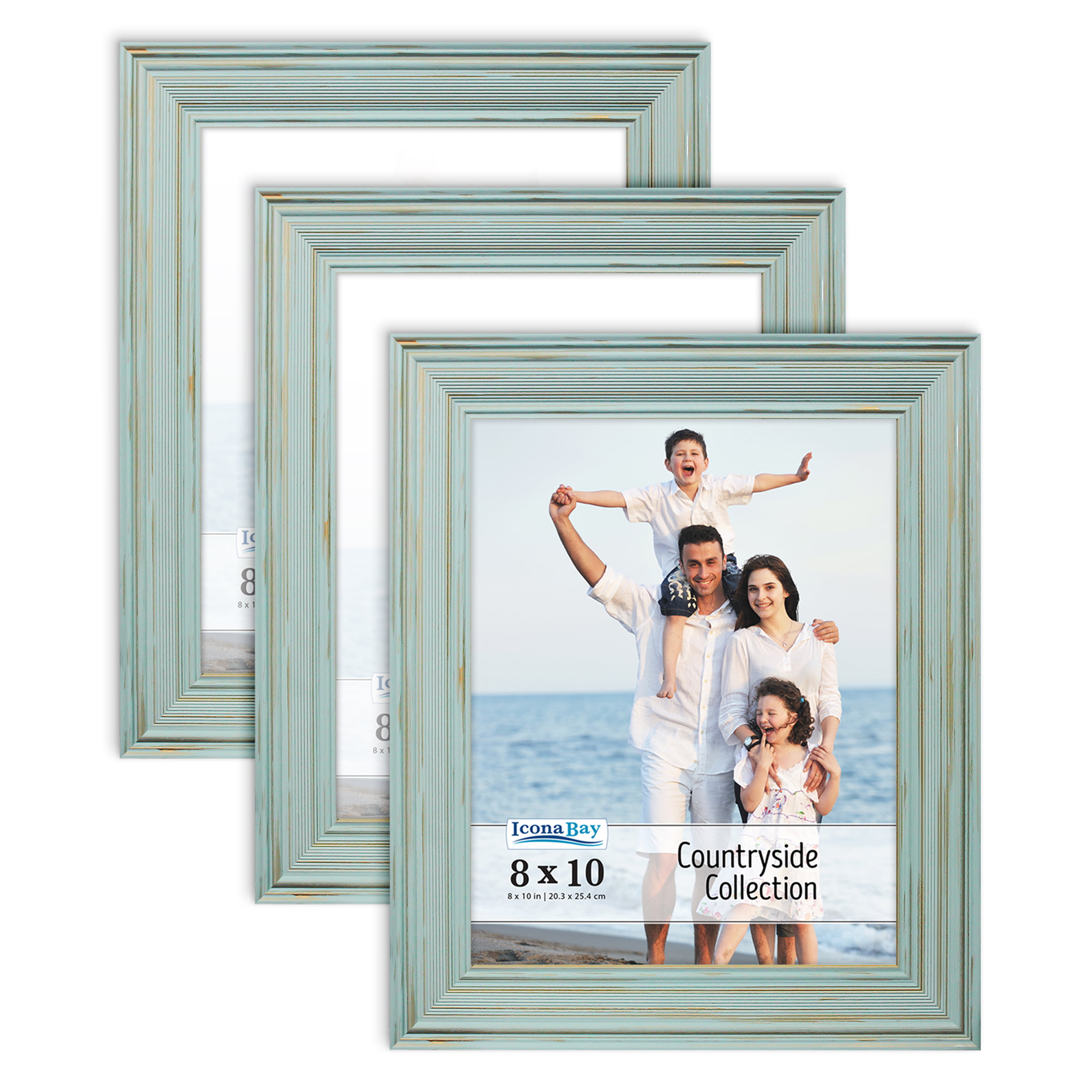 Teal Blue Natural Solid Wood Wall/ Tabletop Rustic Wooden Picture Frames