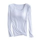thumbnail image 2 of Neewe Women's Plain Relaxed Pajamas with Built-in Padded Bra Loose Casual Soft Long Sleeve Crew Neck T-Shirt, 2 of 6