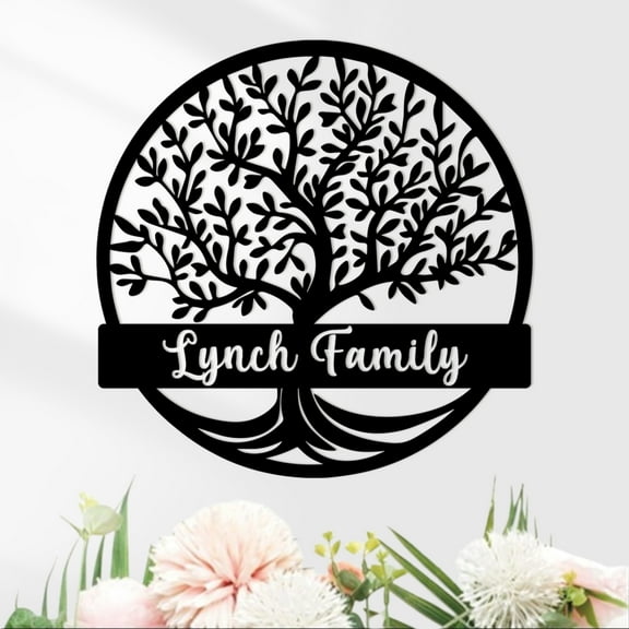 Custom Metal Signs | Personalized Tree of Life Monogram Name Signs | Metal Letters Wall Art | Outdoor Balcony Decor | Custom Metal Family Sign | Tree Metal Wall Decor for Porch Garden(10inches)