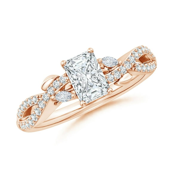 ANGARA Lab Grown Nature-Inspired Diamond Engagement Ring for Women in 14K Rose Gold (Size-6.5x4.5mm| Color-F-G| Clarity-VS) | Anniversary, Jewelry Gift for Women | Lab-Grown Diamond Ring