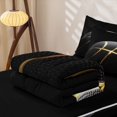 thumbnail image 5 of Erosebridal Glossy Basketball Zipper Twin Comforter Sets with Fitted Sheet and 2 Pillowcases for Boys Men, Modern Spaort Lover Zipper Bedding Set, Black Gold, Black Reversible, 4pcs, 5 of 7
