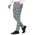 thumbnail image 4 of MODA NOVA Big & Tall Men's Dress Plaid Pants Formal Printed Business Trousers Gray LT(US 34), 4 of 5