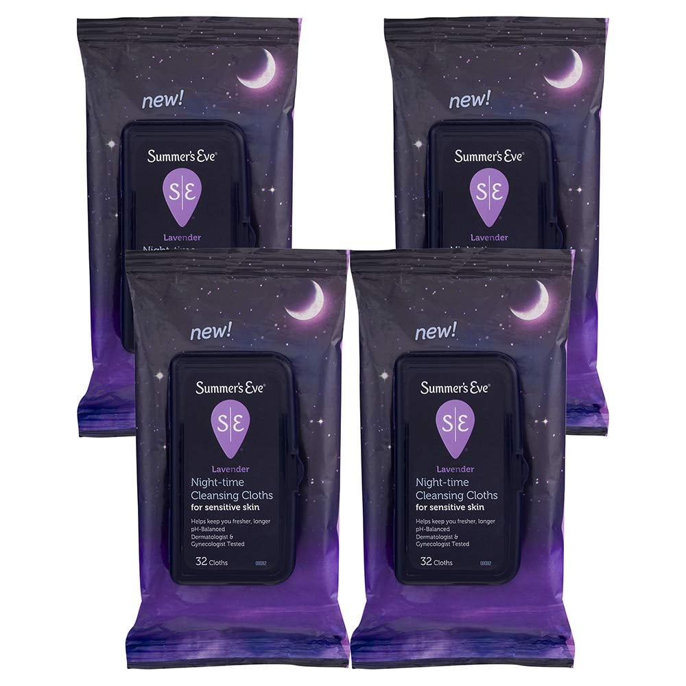 Summer's Eve Cleansing Cloths, Nighttime Lavender, 32 Count , 4 Pack