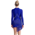 thumbnail image 2 of iiniim Women's V Neck Long Sleeve Fringe Latin Dance Tango Waltz Cocktail Party Dress Blue XL, 2 of 7