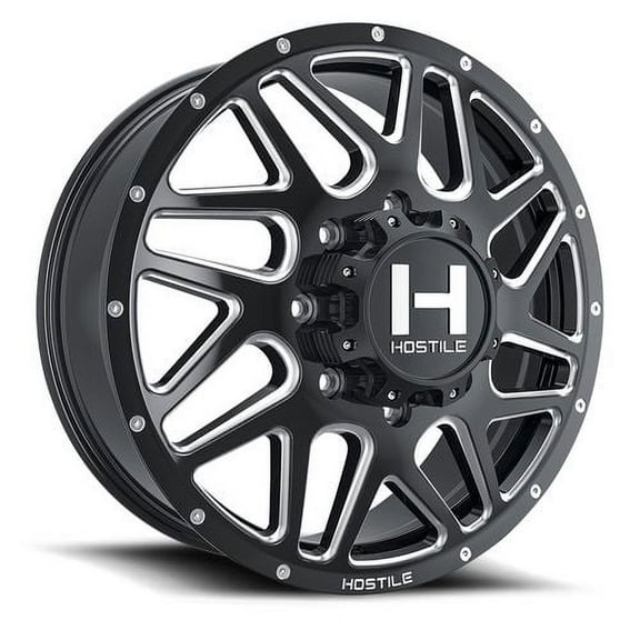 20x8.25 Hostile H401 Sprocket Dually Front Gloss Blk Milled Wheel 8x210 (123mm)