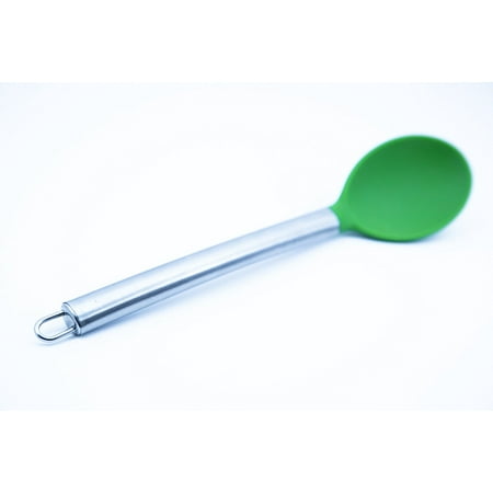 BEST Large Silicone Kitchen Mixing Serving Spoon by Chef Frog - For Home or Professional Use - Features our Stay-Cool Stainless Steel (Best Silicone To Use For Aquarium)
