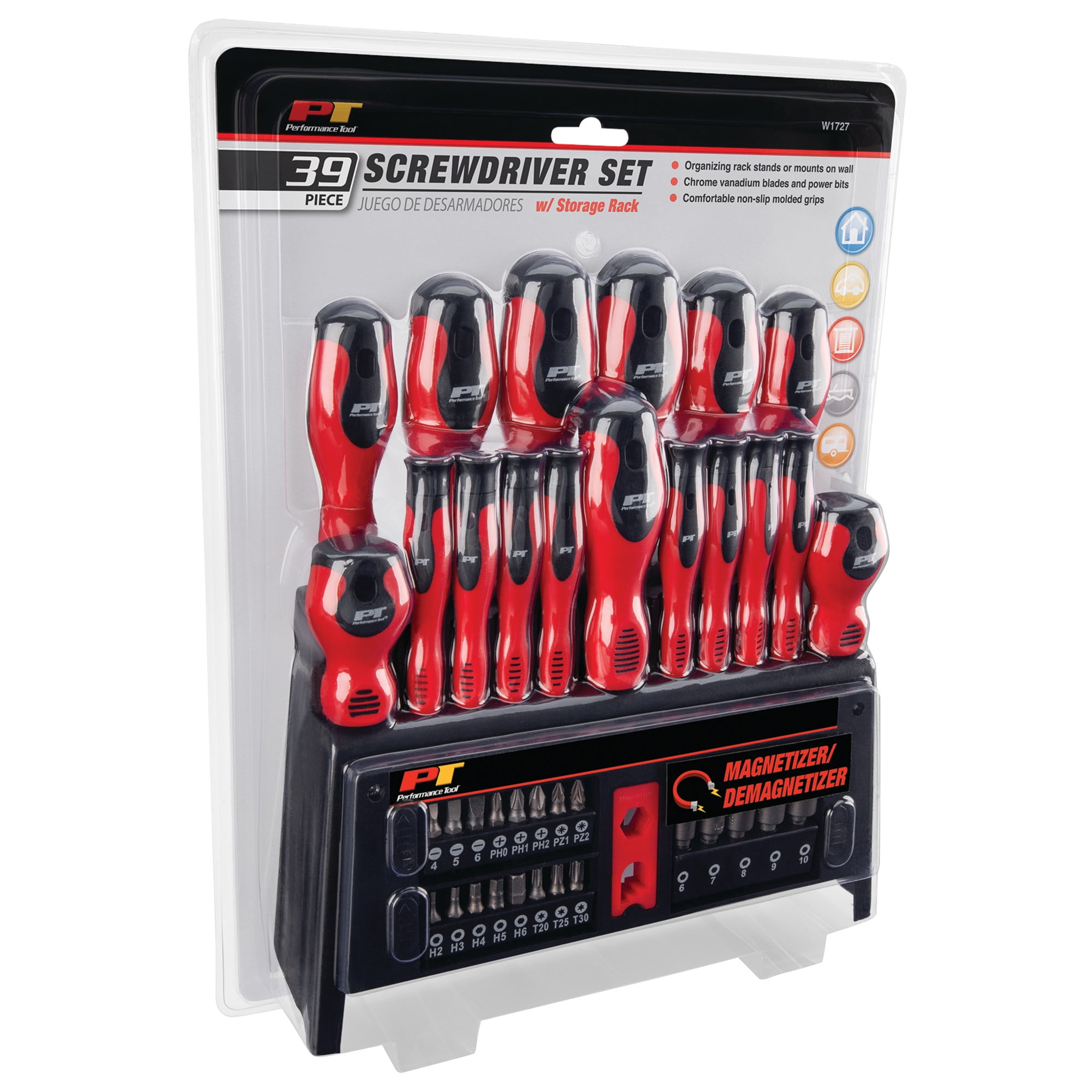 Performance Tool W1727 39-Piece Screwdriver Set with Rack