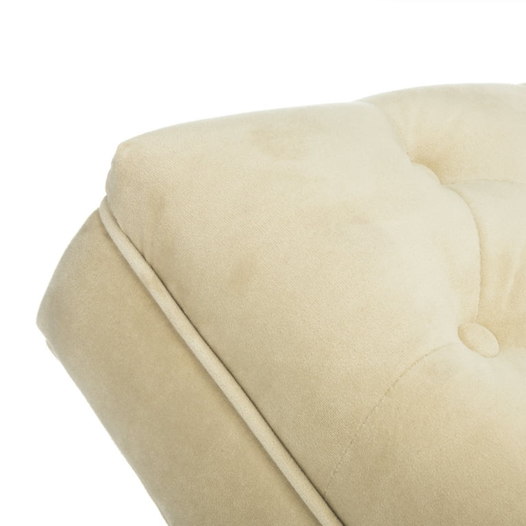 SAFAVIEH Monroe Chaise w Round Pillow Beige Velvet Chrome