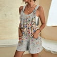 thumbnail image 1 of ICHUANYI ClearanceWomens Fashion Summer Print Casual Sleeveless Suspender Short Jumpsuit(Gray, M) ICHUANYI WER20232080502123, 1 of 5