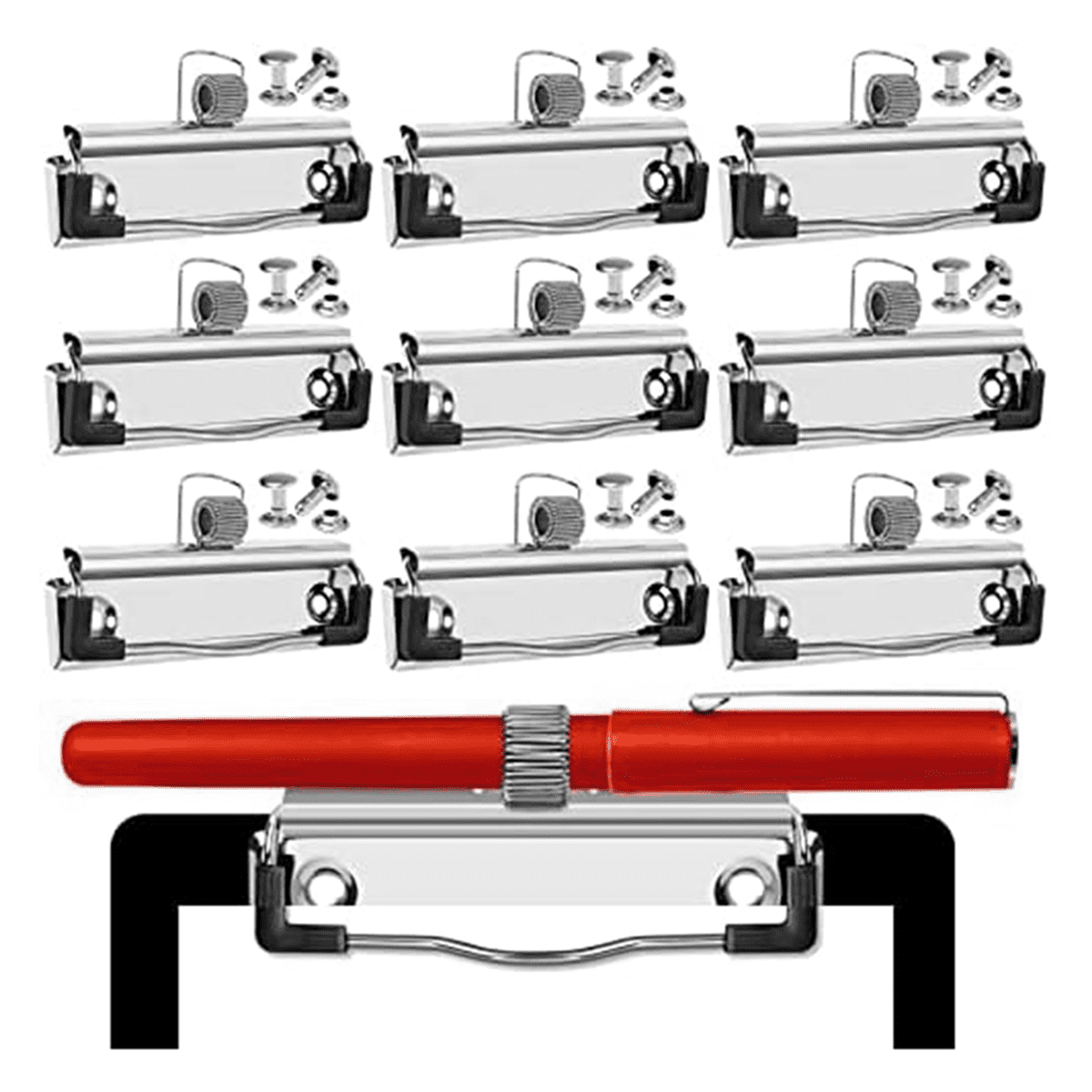 28 Pack Mountable Clipboard Clips with Pen Holder Clipboard Clips Hardware Clipboard Clamp Hardware for Office School