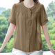 thumbnail image 3 of V Cuello Blusas para las Mujeres, de Moda Retro Bordado Cuello Redondo Cinco Cuartos de Manga para el Uso Casual, 3 of 5