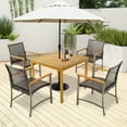 thumbnail image 5 of Gymax 5 PCS Patio Dining Set Acacia Wood Table w/ 1.9'' Umbrella Hole Wicker Armchairs, 5 of 10
