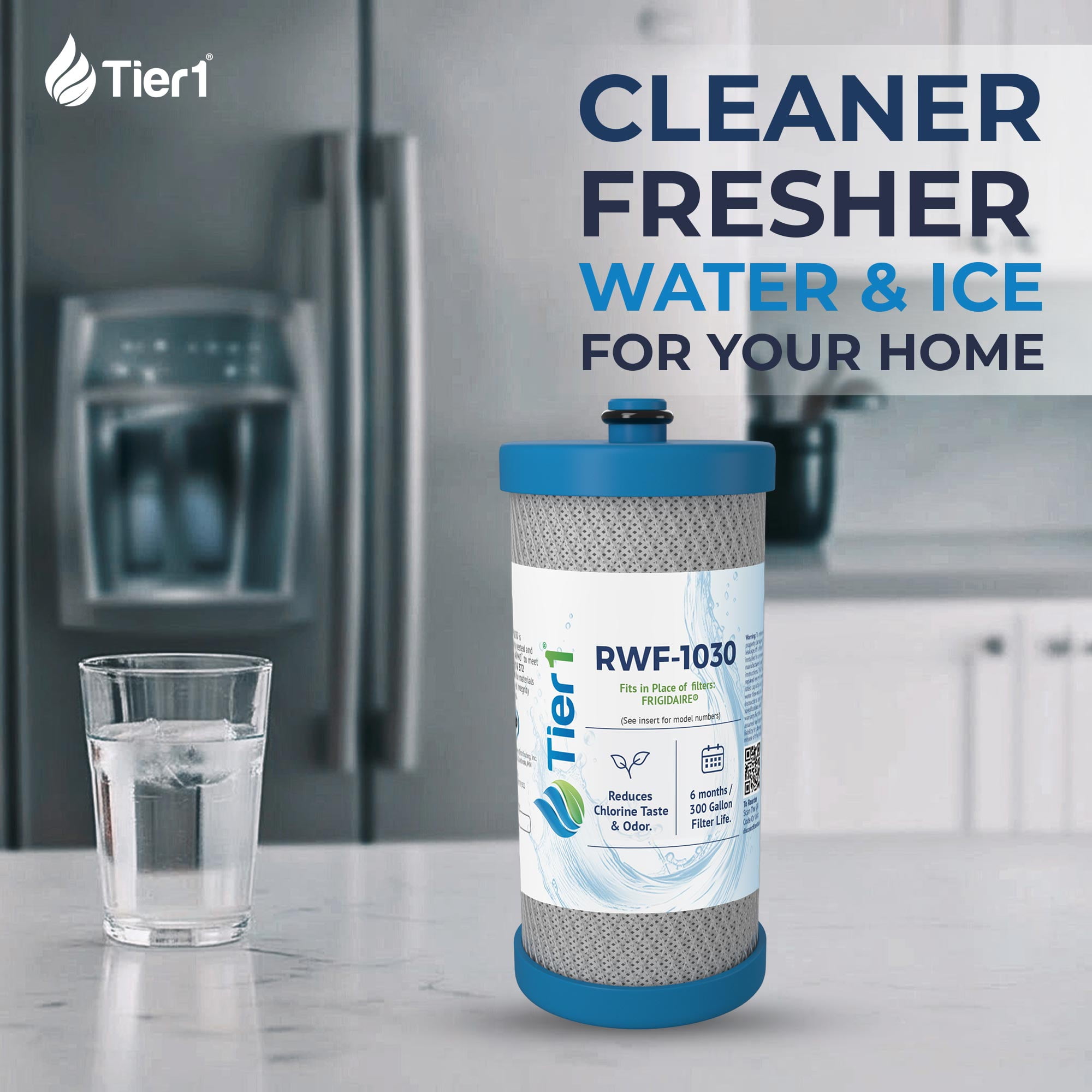 Tier1 RWF1030 WF1CB Refrigerator Water Filter | Replacement for Kenmore 469906, RG100, WF284, NGRG2000, PS503627, 469910 Filter - Up to 24 Months Supply | Easy Install | Great Tasting Water (4-pk)