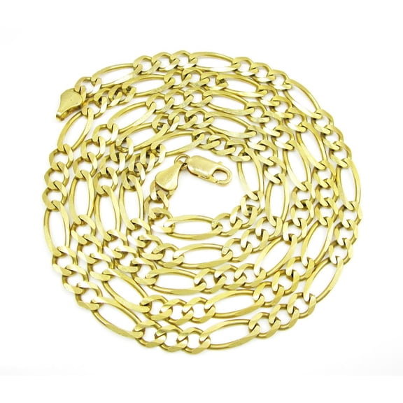 10K Yellow Gold 6.5mm Solid Figaro Chain, FREE Microfiber Cloth, Link Mens Womens Necklace, Giorgio Bergamo