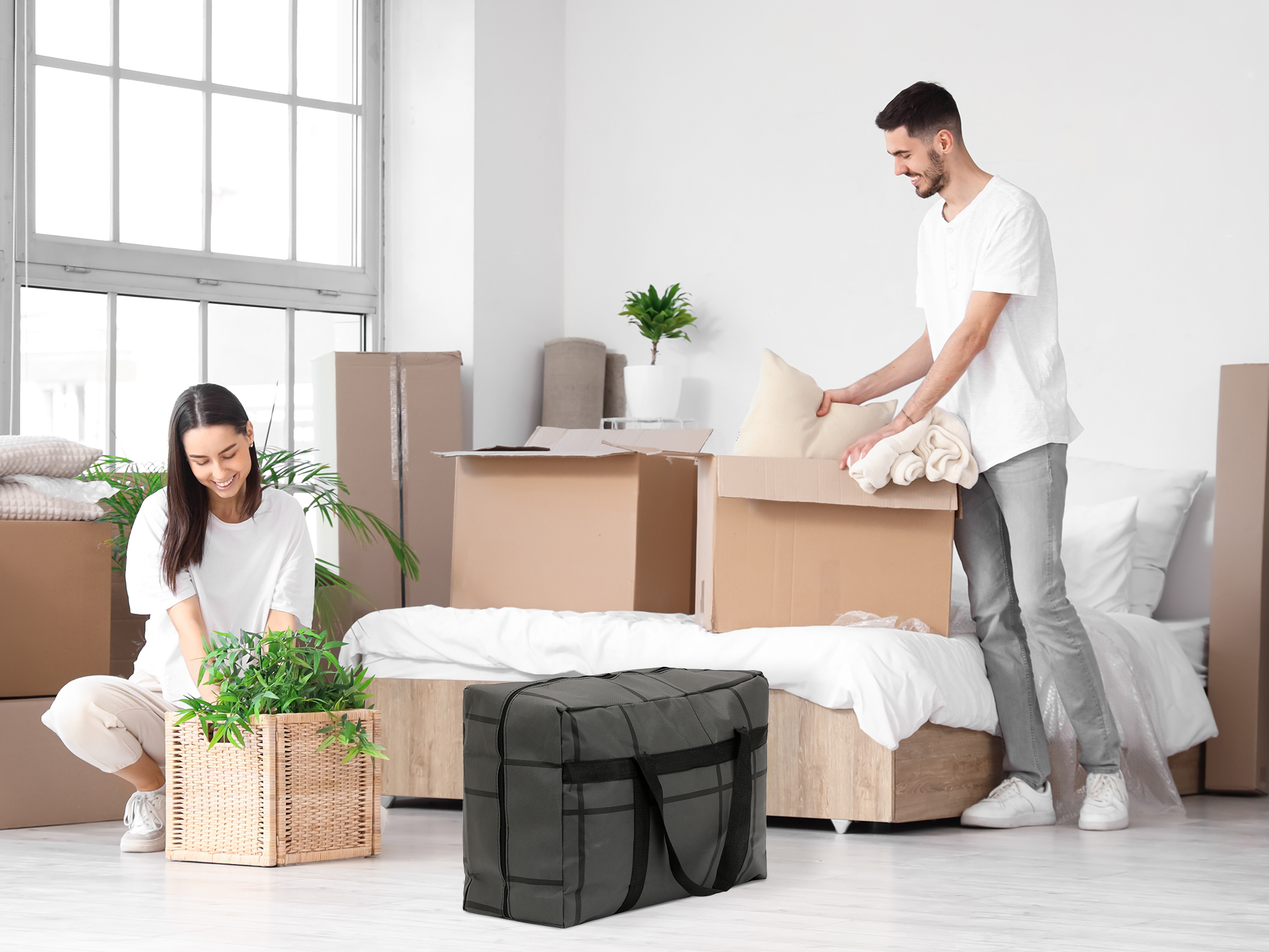 Unique Bargains 1 Pack Clothes Storage Foldable Storage Bags Black 21.5*9*14in