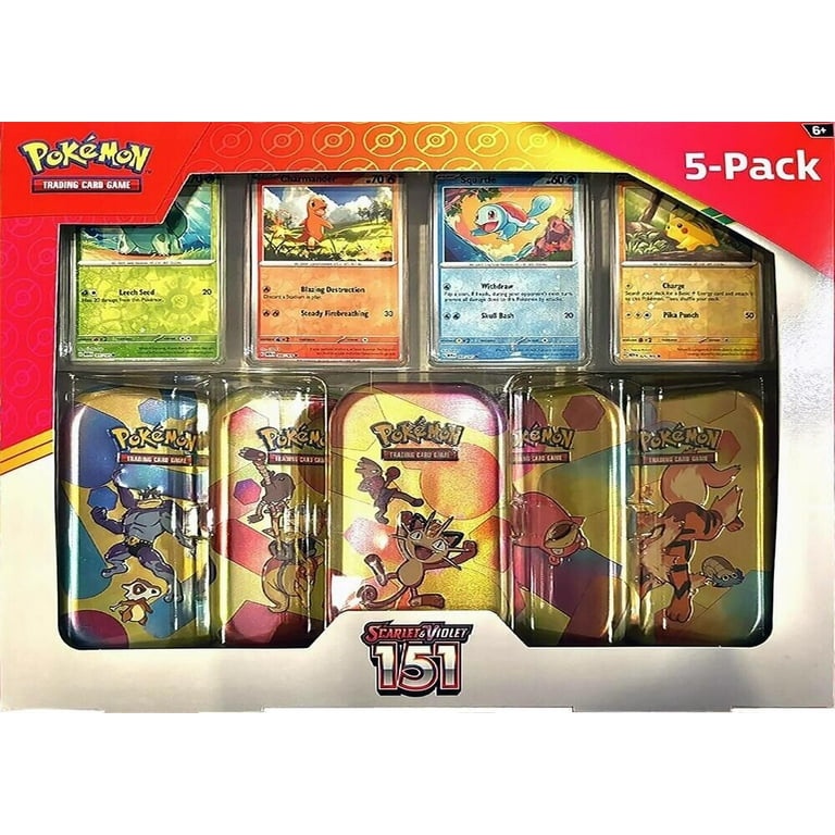 Pokemon Scarlet Violet Mini Tins 5-Pack, 10 Booster Packs, Foil