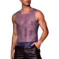 thumbnail image 4 of INSPIRE CHIC Rhinestones Sparkly Tank Top for Men's Shiny Mesh Sleeveless Tee Shirt Rave Sheer Metallic Vest M Blue, 4 of 6