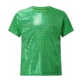 thumbnail image 2 of Boys Graphic T Shirt Square Plaid Bling Sequin Shiny Short Sleeve Top For Performance Outfit Green 10-11 Years, 2 of 4