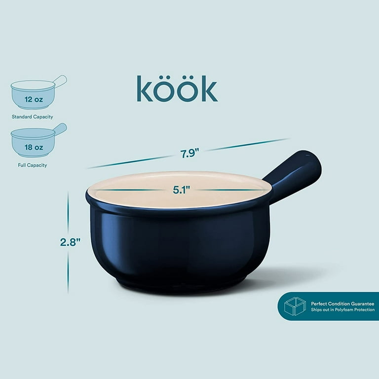 Kook French Onion Soup Crocks with Handles, Ceramic Bowls, for