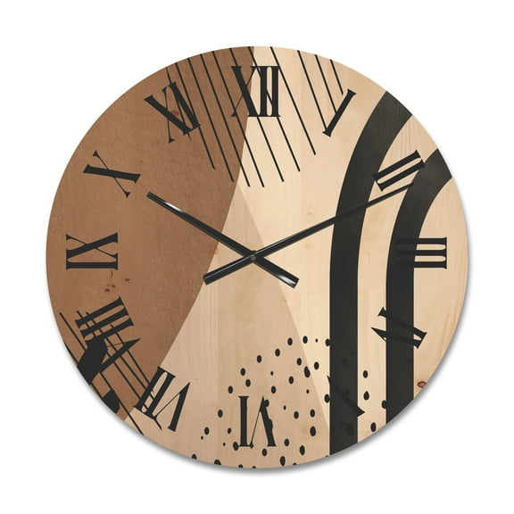 Designart 'Abstract Ivory Shapes and Shapes in Terracotta I' Modern Wood Wall Clock