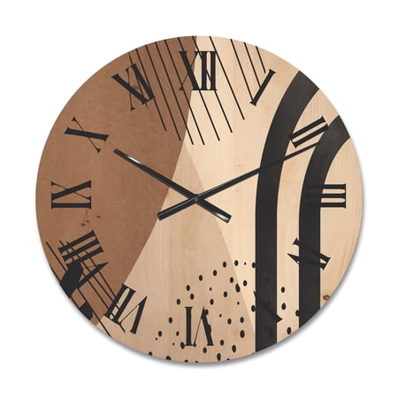 Designart 'Abstract Ivory Shapes and Shapes in Terracotta I' Modern Wood Wall Clock