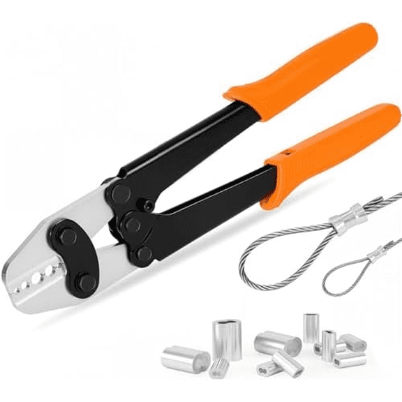 Wire Rope Crimping Tool 1/16"-3/16"(1.58-5.0mm), Ferrule Swager for Aluminum & Loop Sleeves, Heavy-Duty Crimper for Railing & Fishing$$Tools & Hardware Other